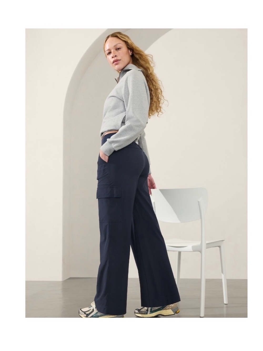 Athleta Brooklyn Heights Cargo Pant Wide Leg Navy Women’s Casual Travel NEW - Picture 10 of 10